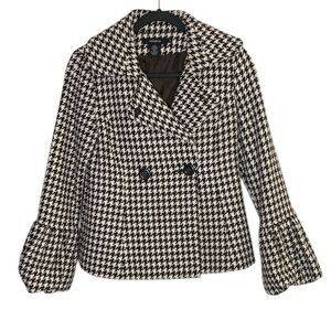 ARDEN B. double-breasted wool blend pea coat with HOUNDSTOOTH pattern SIZE XS